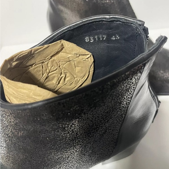 Homers NEW Women’s Boots Booties Ankle Metallic Leather Black Heel Size 43 - Picture 6 of 8